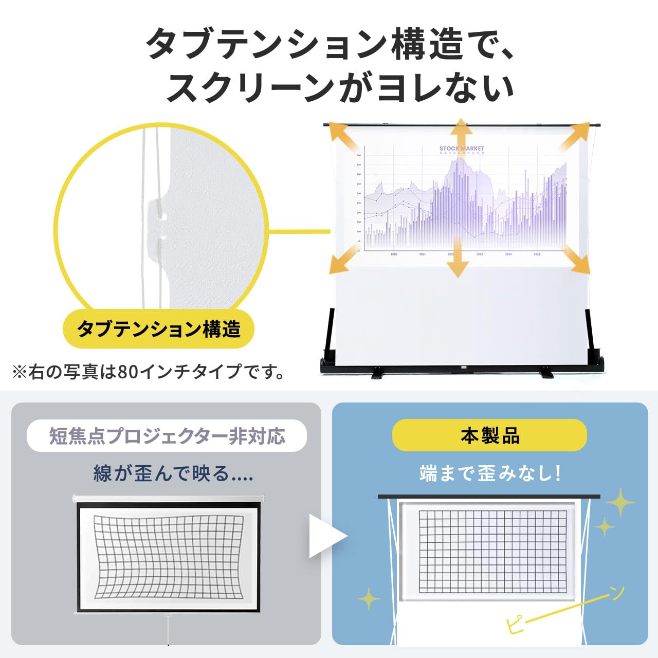 Amazon | イーサプライ プロジェクタースクリーン 100インチ 自立式 超